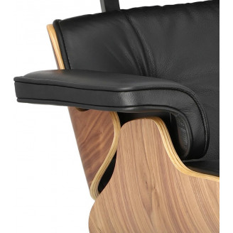 Fotel skórzany obrotowy Vip czarny/orzech D2.Design