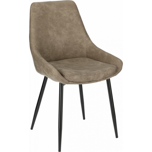 Stylowe Krzesło zamszowe Floyd brązowy/czarnye D2.Design do stołu.