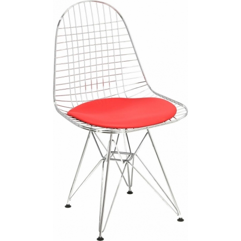 Designerskie Krzesło metalowe Net chrom/czerwony D2.Design do kuchni i jadalni.