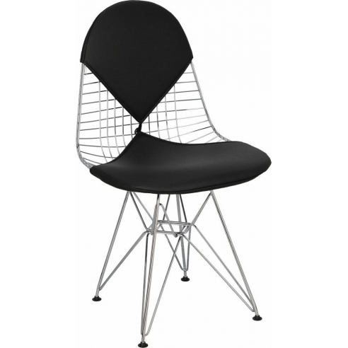 Designerskie Krzesło metalowe Net double chrom/czarny D2.Design do kuchni i jadalni.