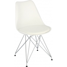 Designerskie Krzesło nowoczesne z poduszką Norden DSR biały/chrom D2.Design do kuchni, kawiarni i restauracji.