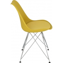 Designerskie Krzesło nowoczesne z poduszką Norden DSR żółty/chrom D2.Design do kuchni, kawiarni i restauracji.