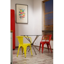 Krzesło metalowe z podłokietnikami Paris Arms żółte D2.Design