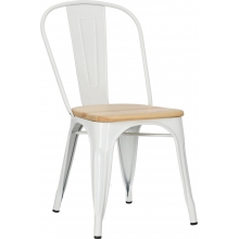 Designerskie Krzesło metalowe Paris Wood biały/sosna naturalna D2.Design do kuchni i jadalni.