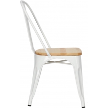 Krzesło metalowe industrialne Paris Wood biały/sosna naturalna D2.Design