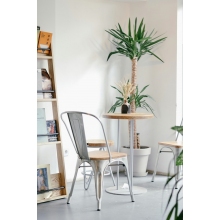 Krzesło metalowe industrialne Paris Wood biały/sosna naturalna D2.Design