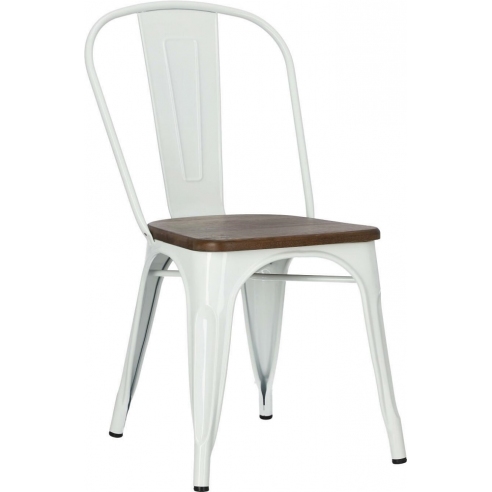 Designerskie Krzesło metalowe Paris Wood biały/sosna orzech D2.Design do kuchni i jadalni.