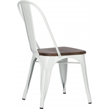 Krzesło metalowe industrialne Paris Wood biały/sosna orzech D2.Design
