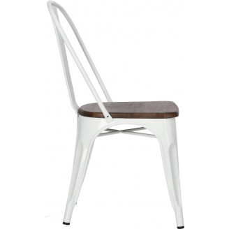 Krzesło metalowe industrialne Paris Wood biały/sosna orzech D2.Design