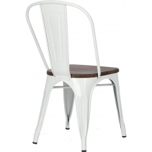 Krzesło metalowe industrialne Paris Wood biały/sosna orzech D2.Design