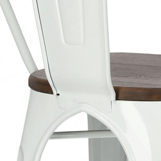 Krzesło metalowe industrialne Paris Wood biały/sosna orzech D2.Design