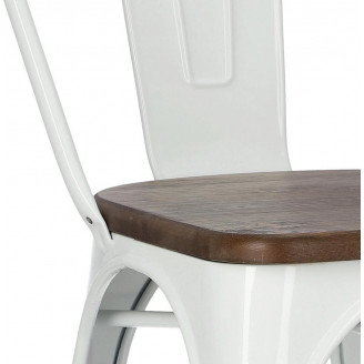 Krzesło metalowe industrialne Paris Wood biały/sosna orzech D2.Design