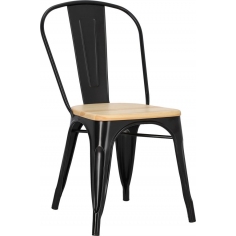 Designerskie Krzesło metalowe Paris Wood czarny/sosna naturalna D2.Design do kuchni i jadalni.