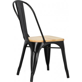 Krzesło metalowe industrialne Paris Wood czarny/sosna naturalna D2.Design