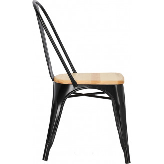 Krzesło metalowe industrialne Paris Wood czarny/sosna naturalna D2.Design