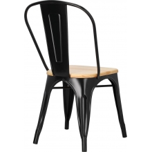 Krzesło metalowe industrialne Paris Wood czarny/sosna naturalna D2.Design