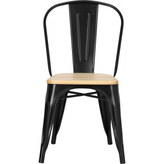 Krzesło metalowe industrialne Paris Wood czarny/sosna naturalna D2.Design