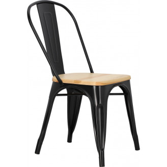 Krzesło metalowe industrialne Paris Wood czarny/sosna naturalna D2.Design