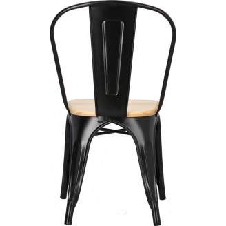 Krzesło metalowe industrialne Paris Wood czarny/sosna naturalna D2.Design