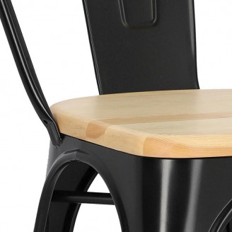 Krzesło metalowe industrialne Paris Wood czarny/sosna naturalna D2.Design