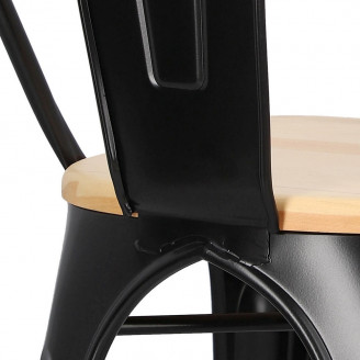 Krzesło metalowe industrialne Paris Wood czarny/sosna naturalna D2.Design