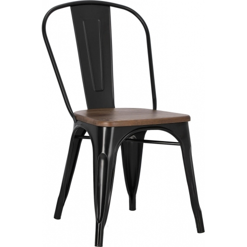 Designerskie Krzesło metalowe Paris Wood czarny/sosna orzech D2.Design do kuchni i jadalni.