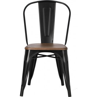 Krzesło metalowe industrialne Paris Wood czarny/sosna orzech D2.Design
