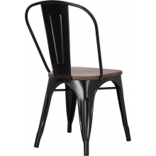 Krzesło metalowe industrialne Paris Wood czarny/sosna orzech D2.Design
