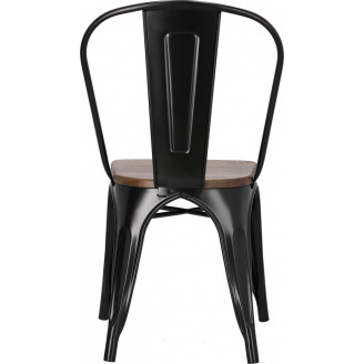 Krzesło metalowe industrialne Paris Wood czarny/sosna orzech D2.Design