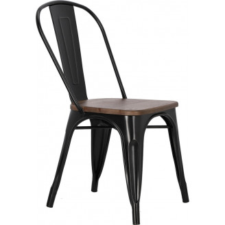 Krzesło metalowe industrialne Paris Wood czarny/sosna orzech D2.Design