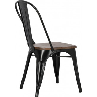 Krzesło metalowe industrialne Paris Wood czarny/sosna orzech D2.Design