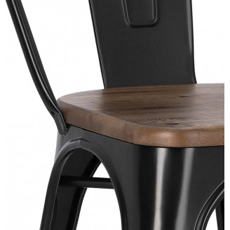 Krzesło metalowe industrialne Paris Wood czarny/sosna orzech D2.Design