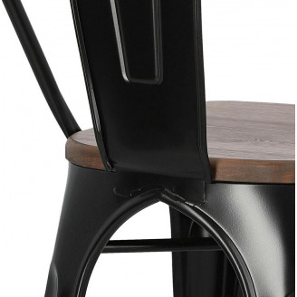 Krzesło metalowe industrialne Paris Wood czarny/sosna orzech D2.Design