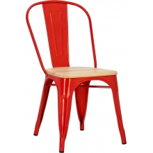 Designerskie Krzesło metalowe Paris Wood czerwony/sosna naturalna D2.Design do kuchni i jadalni.