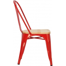 Krzesło metalowe industrialne Paris Wood czerwony/sosna naturalna D2.Design
