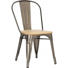 Designerskie Krzesło metalowe Paris Wood metaliczny/sosna naturalna D2.Design do kuchni i jadalni.