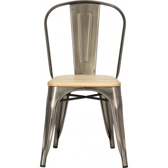 Krzesło metalowe industrialne Paris Wood metaliczny/sosna naturalna D2.Design