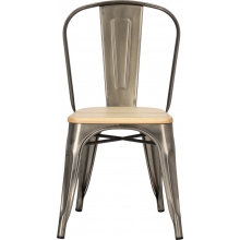 Krzesło metalowe industrialne Paris Wood metaliczny/sosna naturalna D2.Design