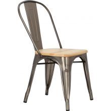 Krzesło metalowe industrialne Paris Wood metaliczny/sosna naturalna D2.Design