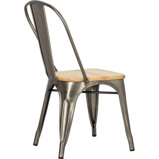 Krzesło metalowe industrialne Paris Wood metaliczny/sosna naturalna D2.Design