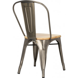 Krzesło metalowe industrialne Paris Wood metaliczny/sosna naturalna D2.Design