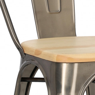 Krzesło metalowe industrialne Paris Wood metaliczny/sosna naturalna D2.Design