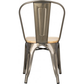 Krzesło metalowe industrialne Paris Wood metaliczny/sosna naturalna D2.Design