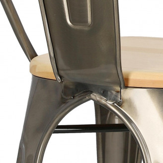 Krzesło metalowe industrialne Paris Wood metaliczny/sosna naturalna D2.Design