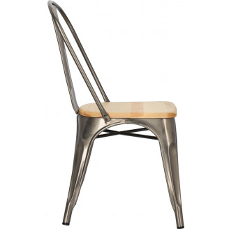 Krzesło metalowe industrialne Paris Wood metaliczny/sosna naturalna D2.Design