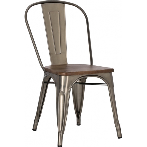 Designerskie Krzesło metalowe Paris Wood metaliczny/sosna orzech D2.Design do kuchni i jadalni.