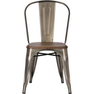 Krzesło metalowe industrialne Paris Wood metaliczny/sosna orzech D2.Design