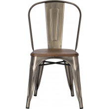 Krzesło metalowe industrialne Paris Wood metaliczny/sosna orzech D2.Design