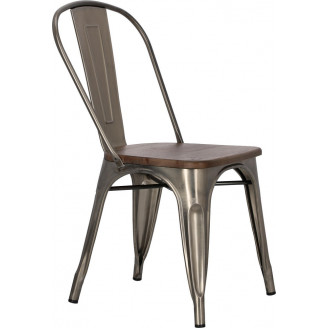 Krzesło metalowe industrialne Paris Wood metaliczny/sosna orzech D2.Design