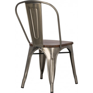 Krzesło metalowe industrialne Paris Wood metaliczny/sosna orzech D2.Design